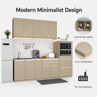 Armoire de cuisine modulaire moderne, écologique, ignifuge, avec portes en verre et robinet, ensembles complets pour appartement et villa
