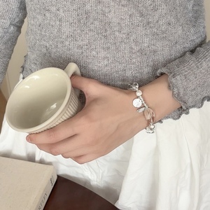 S925 Sterling Silver White Crystal <b>Bracelet</b> Elastic <b>Rope</b> Women's Jewelry Everyday Wear - Product Image 5