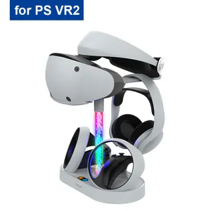 For PS VR2 Magnetic Absorption Rainbow Charging Stand For PS VR2 Handle Seat With Colorful RGB light Can Store Glasses Headset