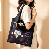 Sac de courses réutilisable en forme de poupée en peluche mignonne, sac de rangement portable, sac à main amusant pour Halloween, sac de courses pliable et écologique