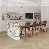 Table de préparation en marbre Calacatta Viola naturel d'Italie, sur mesure, 3 m de long, idéale pour la pâtisserie et la préparation culinaire