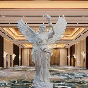 Nuovo Design arte artigianato a grandezza naturale angelo statua giardino angelo ala scultura in metallo scultura città statua per la vendita