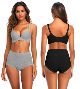 Thoải mái Womens quần lót rộng dây thắt lưng đầy đủ bảo hiểm cộng với kích thước Womens đồ lót cao eo Breathable bông Panty - Product Image 2