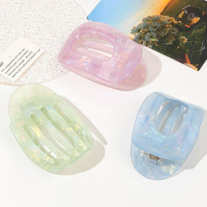 PVC piatto rotondo capelli artiglio per la ragazza colorato acetato forato semicircolare pinze per capelli nuovi pieghevoli mollette all'ingrosso - Product Image 3