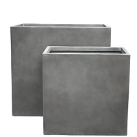 Jardinière en ciment renforcée de fibres de verre extra-large et longue rectangulaire pour jardin extérieur avec style minimaliste