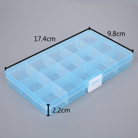 Boîte de rangement en plastique à 15 compartiments, boîte de rangement réglable pour perles, boîte à boucles d'oreilles, boîte à bijoux, boîte rectangulaire