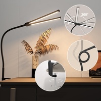 Lampe de table flexible à col de cygne réglable, protection oculaire, lampe de lecture pour architecte, double éclairage de travail LED