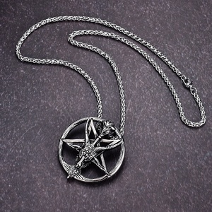 <strong>Pentagram</strong> Symbol Pendant Necklace With Baphomet <strong>Goat</strong> <strong>Head</strong> Design Vintage Stainless Steel Pagan Wiccan Occult Viking Jewelry - Product Image 6