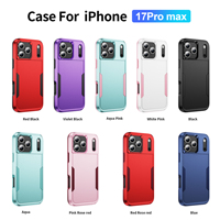 Coque de téléphone antichoc pour iPhone 11 12 13 14 15 16 17 Pro Max, protection intégrale robuste en TPU+PC, coque de téléphone mobile résistante