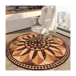 Anti slip living room four seasons artificial wool no wash and wipe bedroom home coffee table khaki green new round floor mat
