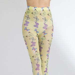 קיץ קיץ דק סרוגים מודפסים שקופים גרביונים פרפר פרחים רב-תכליתיים - Product Image 3