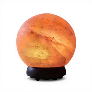 Lámpara de Sal del Himalaya Tallada a Mano, Esfera LED, Funciona con USB, Cambia de Color, Luz Nocturna, Decoración para el Hogar - Product Image 1