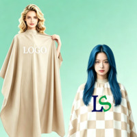 Cape de coiffure professionnelle avec logo imprimé personnalisé, imperméable, fermeture à bouton pression en silicone au niveau du cou