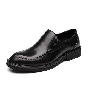 Chaussures habillées marron en cuir véritable pour hommes, à bout rond, à enfiler, confortables, toutes saisons, semelle extérieure en caoutchouc, livraison directe - Product Image 5