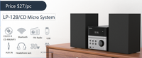 Système stéréo domestique 2.0 canaux 2 x 15 W haute fidélité pour lecteur CD, enceintes avec radio FM, compatible smartphone (noir)