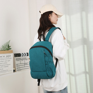 Sac à dos décontracté bleu sarcelle en tissu chiné avec fermeture éclair noire et poches latérales pour l'école, le <span class=keywords><strong>travail</strong></span>, les voyages, hommes, femmes, université - Product Image 6