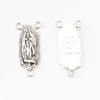 Connecteur central à trois boucles Notre-Dame de Guadalupe en alliage d'argent antique pour la fabrication de chapelets dévotionnels catholiques