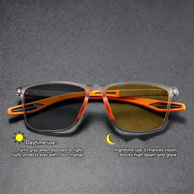 Fall Hot Selling Photochromic  Night Vision Glasses PC Frame Unisex Sports Cycling Running Glasses