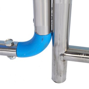 Pantalla médica plegable Medco de cuatro pliegues, azul, metálica, con 4 ruedas giratorias para carro de hospital - Product Image 2