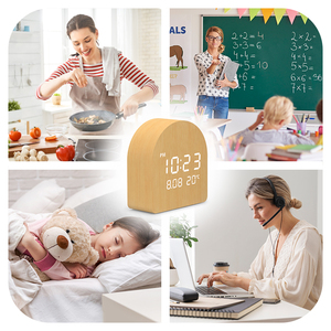 Horloge de table numérique intelligente LED <span class=keywords><strong>en</strong></span> bois, mini, simple, portable, avec affichage de la température, pour la maison, l'hôtel, la décoration, le réveil matinal - Product Image 6