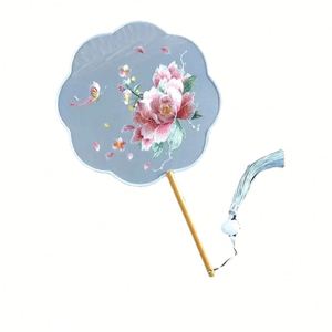 Abanico Plegable de Seda Bordado Personalizado, con Diseños Antiguos, Ideal para Fiestas, Promociones y Decoración - Product Image 1