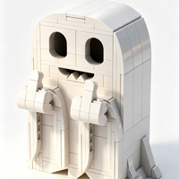 Figurine de blocs de construction fantôme d'Halloween, modèle de briques effrayant avec scène de lune, décoration de vacances DIY, cadeau pour la maison, le bureau ou les fêtes