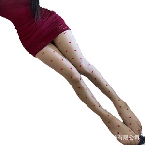 Body de jacquard con estampado de corazones rojos y lunares, medias con entrepierna abierta, medias eróticas sexys de seda brillante efecto aurora para mujer. - Product Image 5