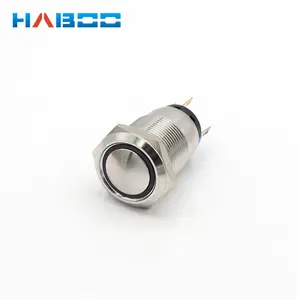 Hot Sale 19mm Waterproof IP67 Momentary Type Stainless Steel Push Button Switch with LED Light Ball Ring