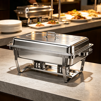 Chauffe-Plat Carré FLEYBuffet en Acier Inoxydable avec Réchaud à Alcool pour Mariages et Événements de Restauration