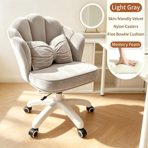 Velvet <b>Vanity</b> <b>Chair</b> Swivel Makeup Stool with Backrest Adjustable Height Rolling Seat for Bedroom Dressing Table - Product Image 3