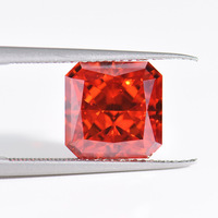 Zircone cubique synthétique de qualité 7A, type Padparadsch, à haute teneur en carbone, taille carrée effet glace et taille coussin, pierres en vrac