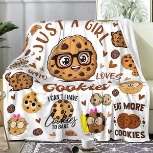 Couverture en flanelle à motif de biscuits de dessin animé, couverture de sieste super douce, lavable en machine, pour lit, canapé, impression personnalisée - Product Image 1