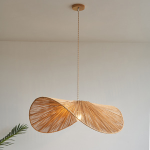 Japanese Wabi Sabi Style Oval Pendant <b>Light</b> Hand Woven Hemp Rope LED Chandelier For Bedroom Living Room <b>Dining</b> Room - Product Image 1