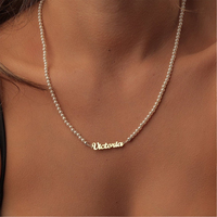 EMANCO Dropshipping Colliers personnalisés en acier inoxydable avec lettres DIY et perles pour femmes, chaîne de clavicule, nom anglais, vente directe d'usine
