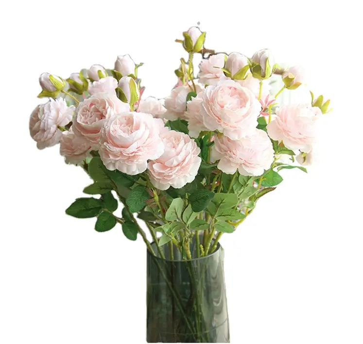 Bouquet de fleurs artificielles pivoines, longue chevelure, pour mariage