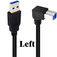 Câble USB 3.0 Type A vers B à 90 degrés, connecteur B angulaire, 5 Gbps, 0,5 à 3 m