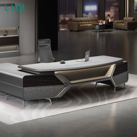 Bureau de direction en forme de L de haute qualité Liyu Furniture, style classique traditionnel en bois, pour PDG, directeur ou patron.
