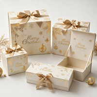 Boîte cadeau magnétique de Noël, dorure or, motif ligné, boîte pliante de luxe personnalisée avec logo A5 pour cadeaux de fin d'année, vente en gros