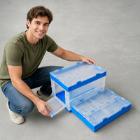 Boîte de rangement pliable pour la maison, transparente, visible, murale, en plastique, empilable, organiseur de placard, OEM