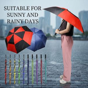 Accepted Custom logo Multicolor Outdoor <b>Windproof</b> Double Layer Golf Straight <b>Umbrella</b> for Travel - Product Image 3