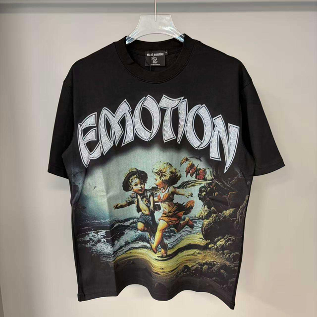 Fashion Designer High-quality MIXED EMOTION With Diamonds T-shirt Retro Street Fashion Clothing Men's Clothing