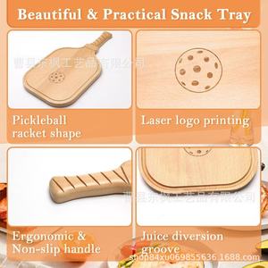 Bandeja de madera con forma de pala de ping pong y asa, tabla de cortar portátil de madera maciza para servir delicatessen y desayunos - Product Image 4