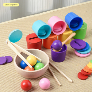 Custom Montessori Educational Rainbow Matching Ball Toddler Learning Color Sorting Counting Game Wood Toys for Kids Boys Girls - Product Image 2