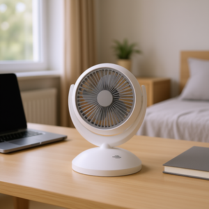Ventilateur de bureau portable rechargeable, 4 vitesses, rotation automatique, oscillation à 360 degrés, tête inclinable, silencieux, ventilateur mural - Product Image 2