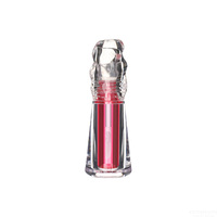Tube de brillant à lèvres unique avec capuchon en cristal, flacon conique transparent vide pour huile à lèvres avec couvercle irrégulier transparent, emballage personnalisé avec logo