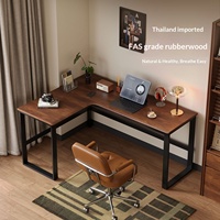 Bureau d'angle en bois massif en forme de L, style mi-siècle, pour jeux et bureau, idéal pour la maison et la chambre