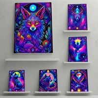 Tapisserie murale polyvalente à lumière UV fluorescente avec motifs animaux psychédéliques pour chambre à coucher ou dortoir