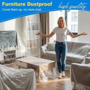Plastic Drop Cloth 9x12ft 6 Pack Lightweight Tear Resistant Painting Protection - Product Image 2