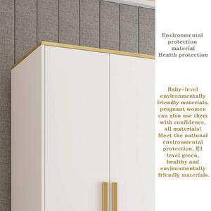 Armario de lujo con luz blanca para dormitorio, mueble pequeño sencillo y moderno de madera, Económico - Product Image 4