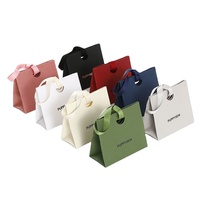 Benutzer definiertes Logo Echtes Leder Glatte Papiertüte Handgemachte Einkaufstasche Schmuck Geschenk verpackung Papiertüte Benutzer definiertes Logo
